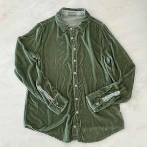 CP Shades Romy Velvet Shirt, size Medium, Eucalyptus Green. EC.